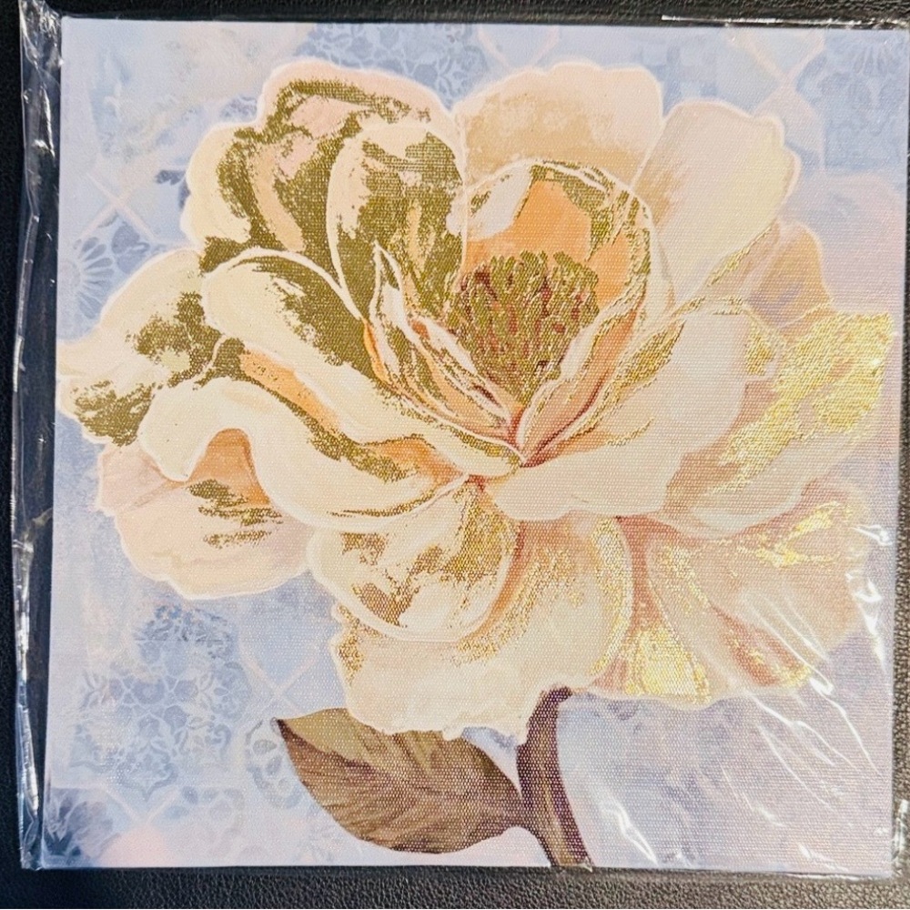 Floral Mini Canvas Wall Art with Gold Accents